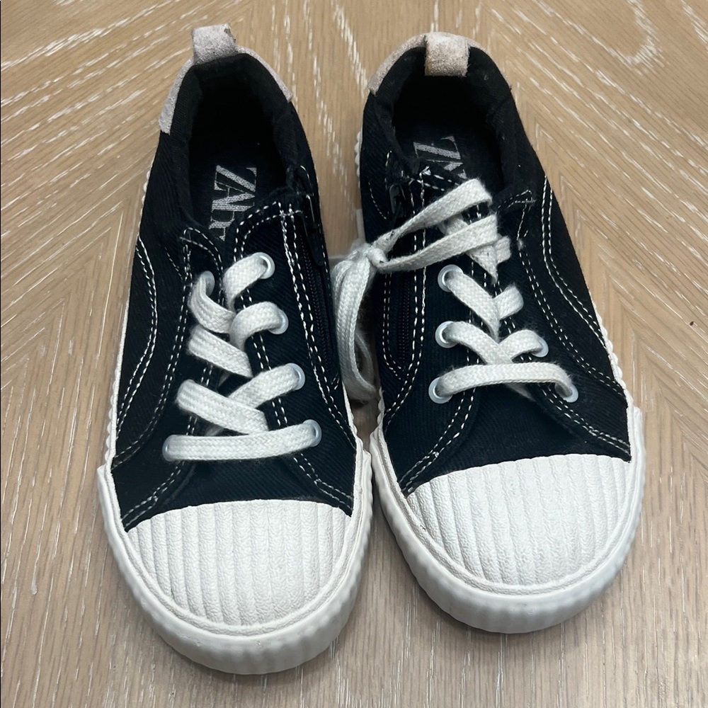 Zara Kids Black and White Lace-Up Sneakers